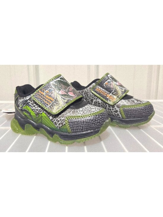 Ground Up Other - Jurassic World Dinosaur Theme Light Up Green & Black Sneakers -- Little Boys' 8